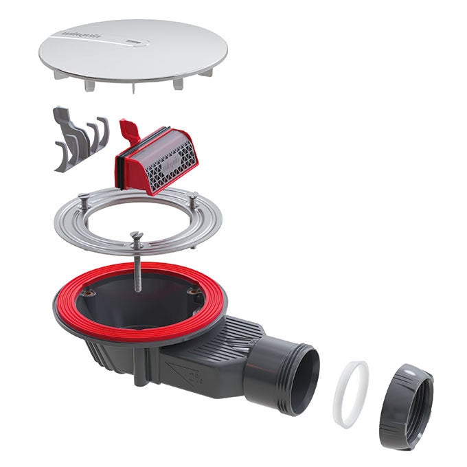 Bonde de receveur de douche sortie horizontale extra-plat WIRQUIN Slim+ D40 dôme ABS - 4