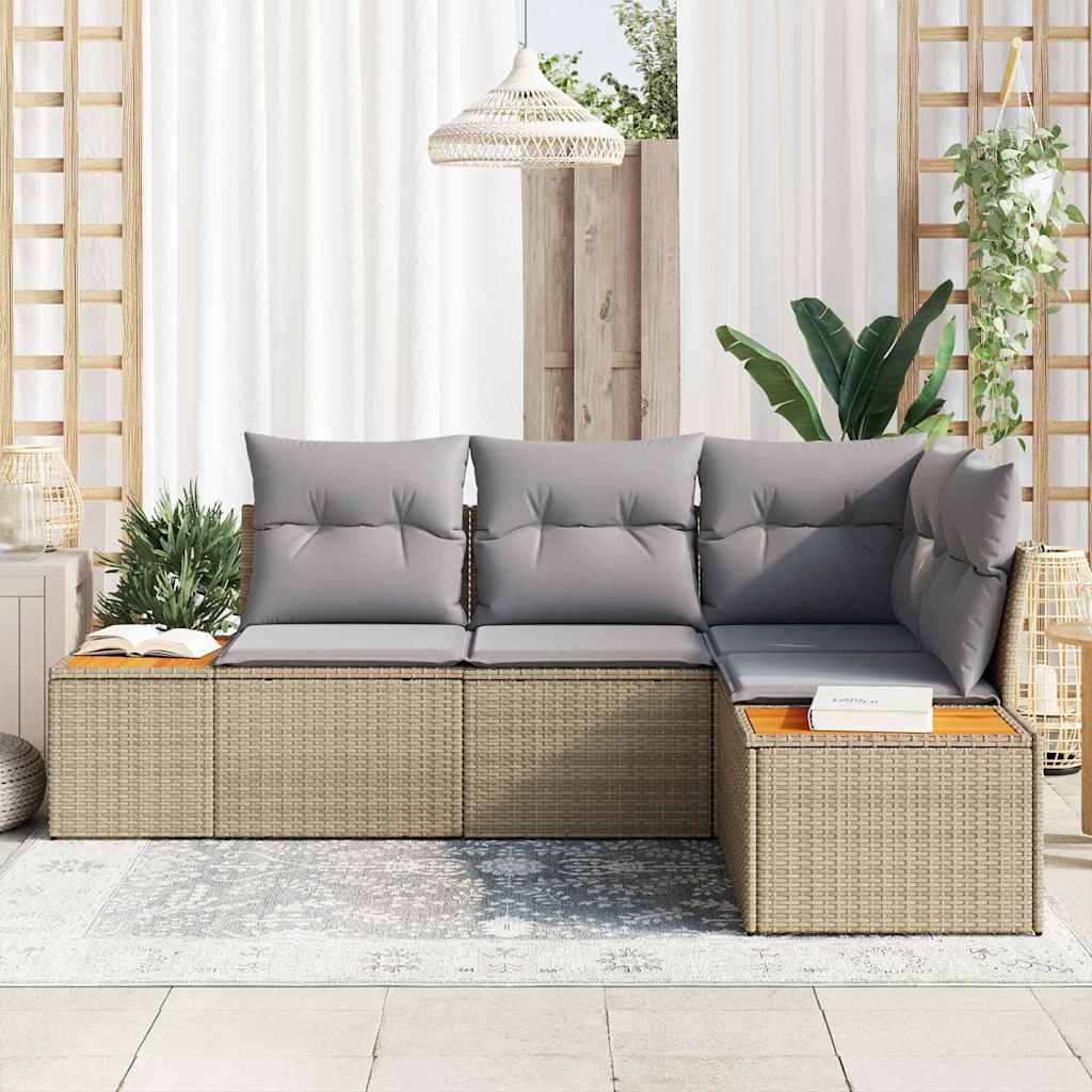 Conjunto de sofás de jardín 5 pcs Gris Claro Poliratán vidaXL - 4