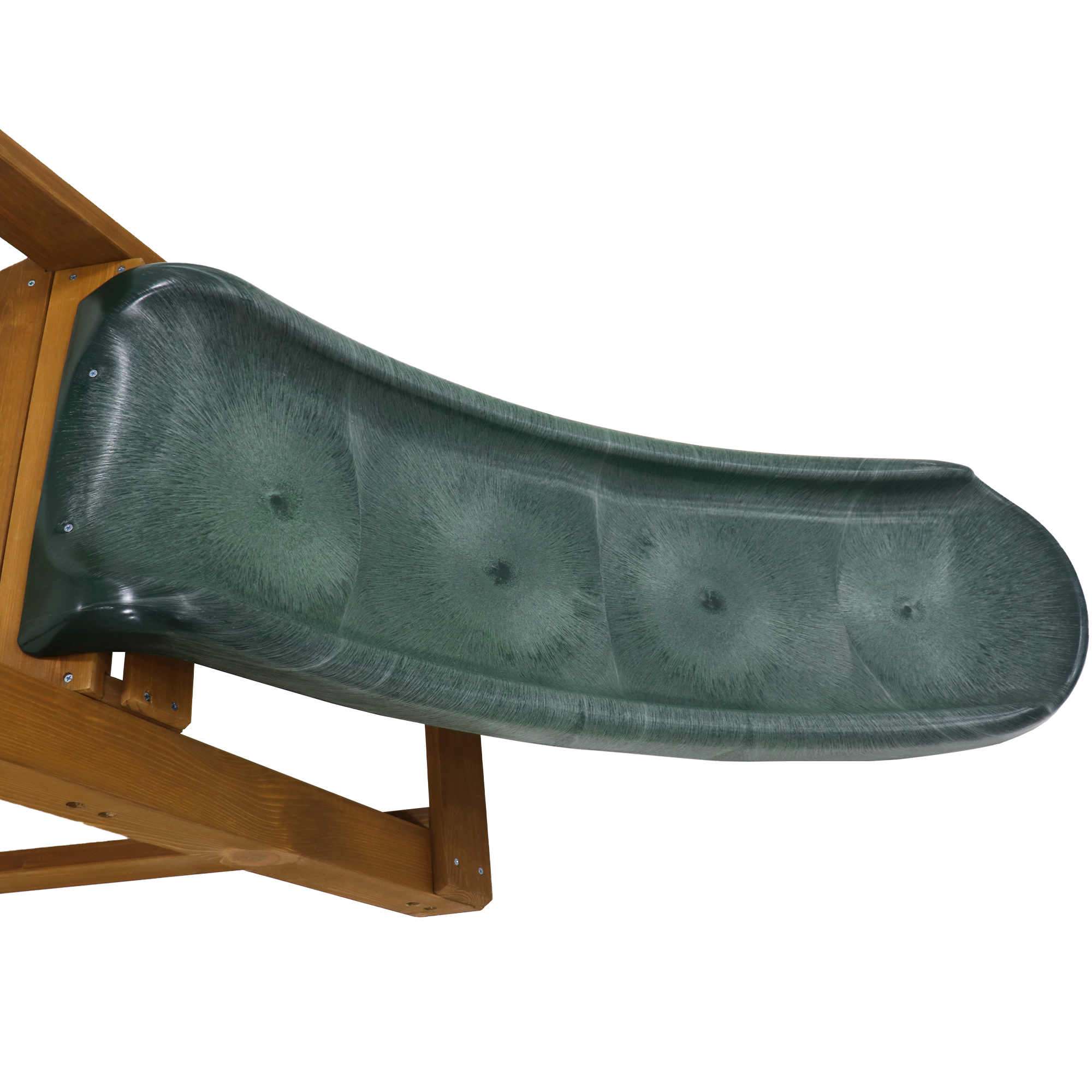 Cadre de 2 balançoires 238,5x240x168,9 cm pour enfants 3+ avec toboggan et échelle de grimpe, en bois, couleur chêne - 7