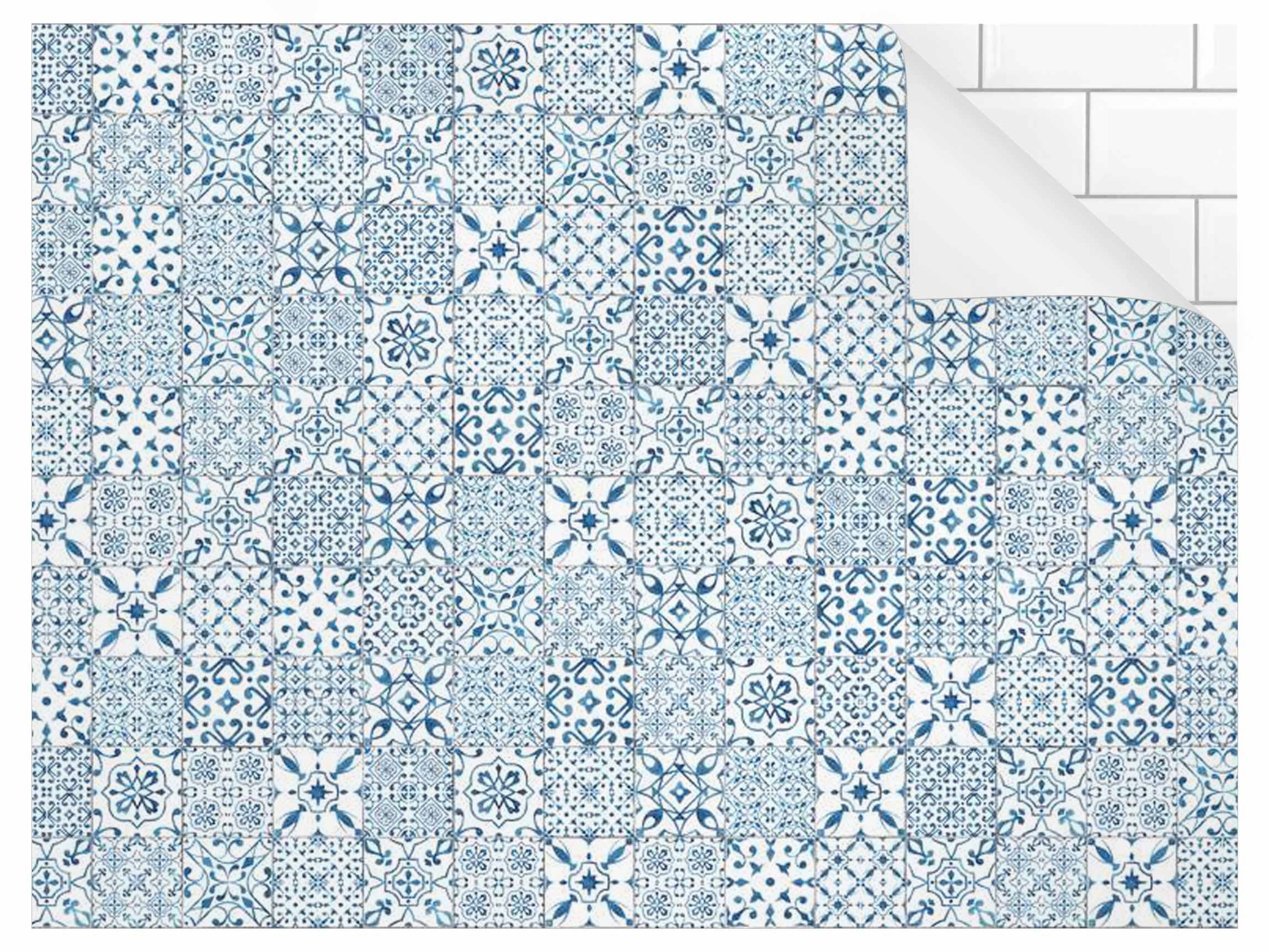 Crédence cuisine moderne crédence adhésive imperméable et résistant à l'huile autocollante sur mur et carrelage bleus blancs 200 x 50 cm - 7