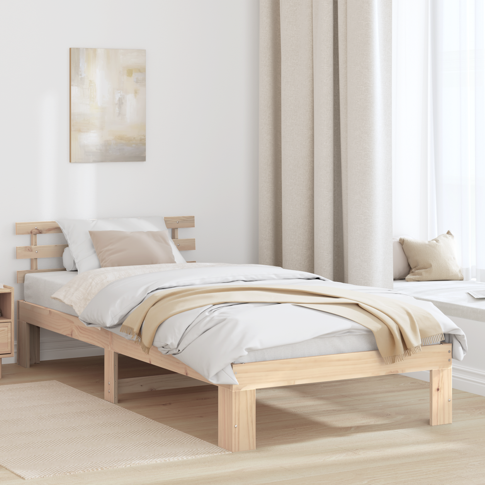 Ramka łóżka Naturalny 80 x 200 cm Lite drewno sosnowe vidaXL