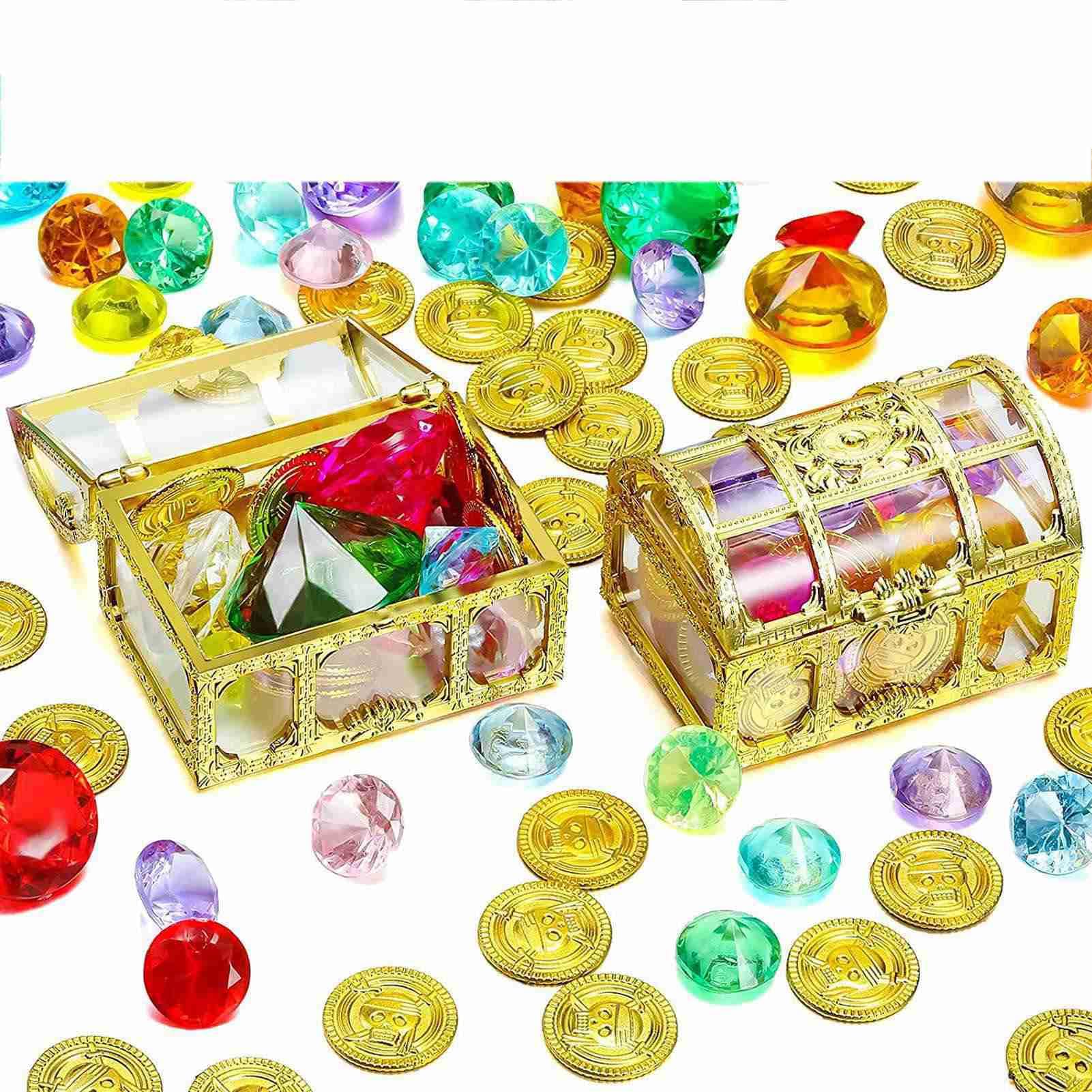 Lot de 10 jouets de plongée en diamant en acrylique avec boîte dorée colorée pour garçons et filles - 8