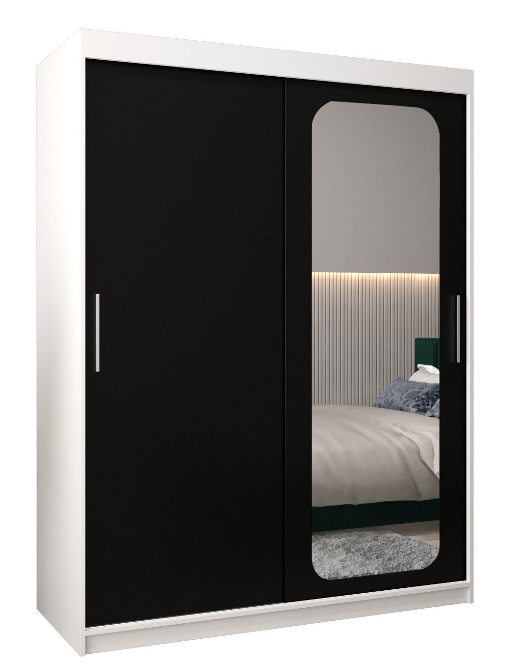 Szafa przesuwna garderoba PROMO T2 150 x 62 x 200 cm Biały + Czarny - Abiks Meble