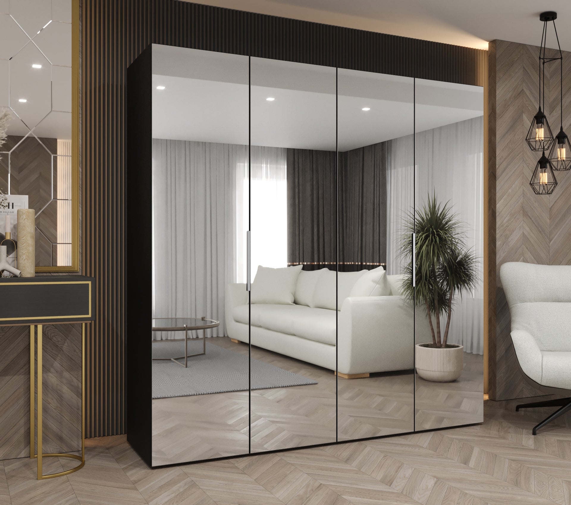 Szafa uchylna otwierana Marbella 3 200 x 52 x 202 cm czarny + u. kaszmir Abiks Meble - 2