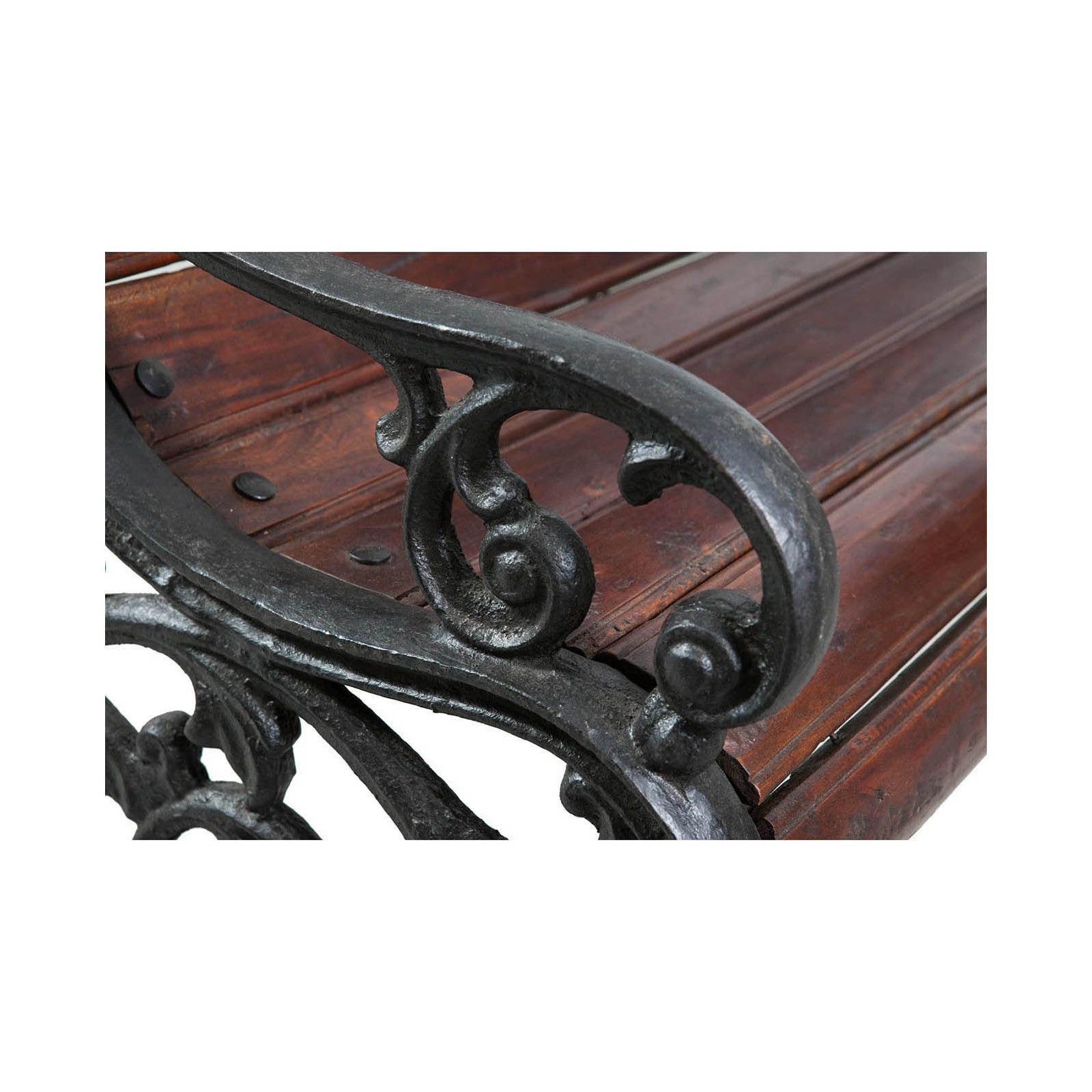 BISCOTTINI Banc de Jardin Bois et Fonte - Banc d'Extérieur 3 Places - Banc Classique Extérieur 145x65x77 cm - 4