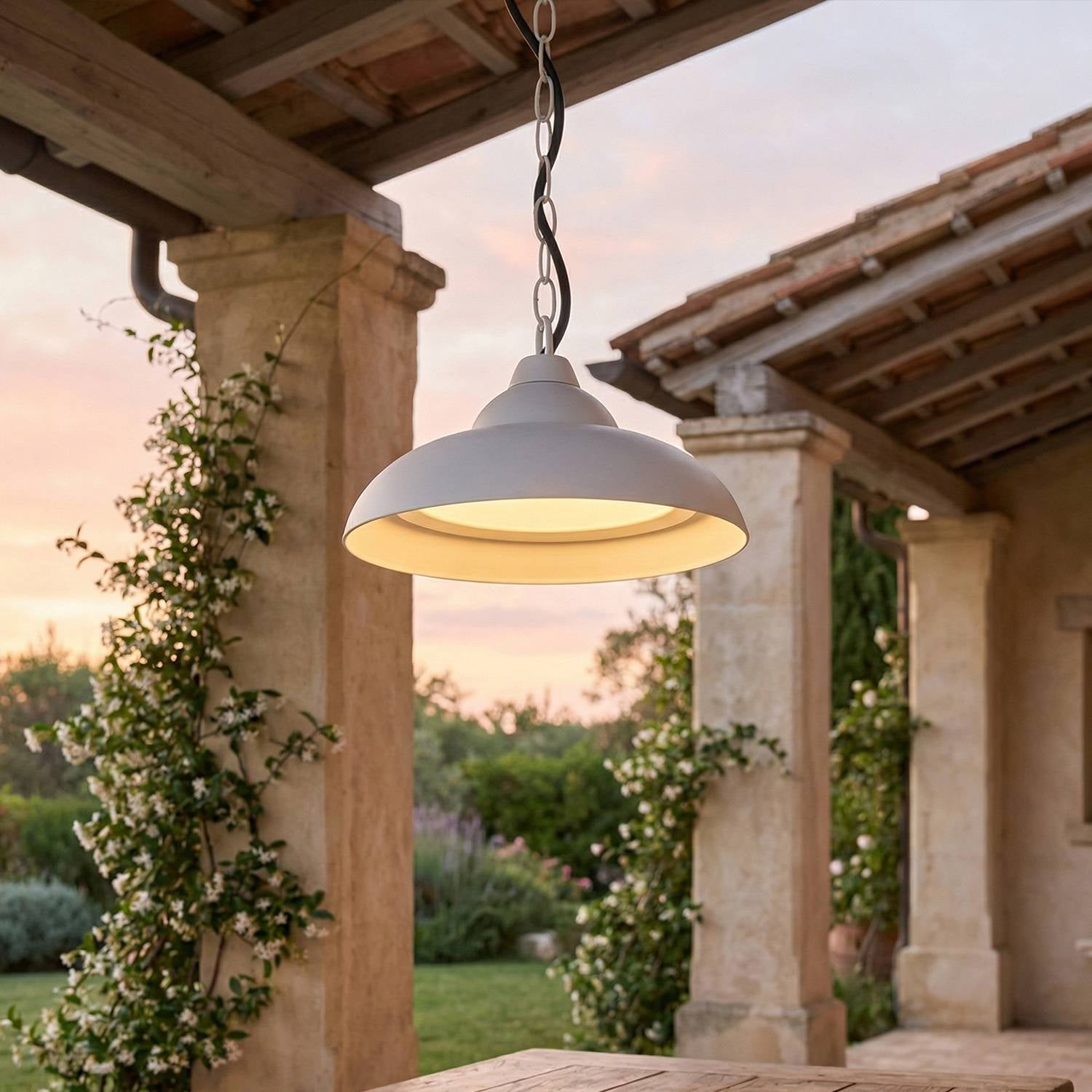 Luz exterior LED de aluminio 25 cm de ancho IP54 blanca redonda 3000 K ...