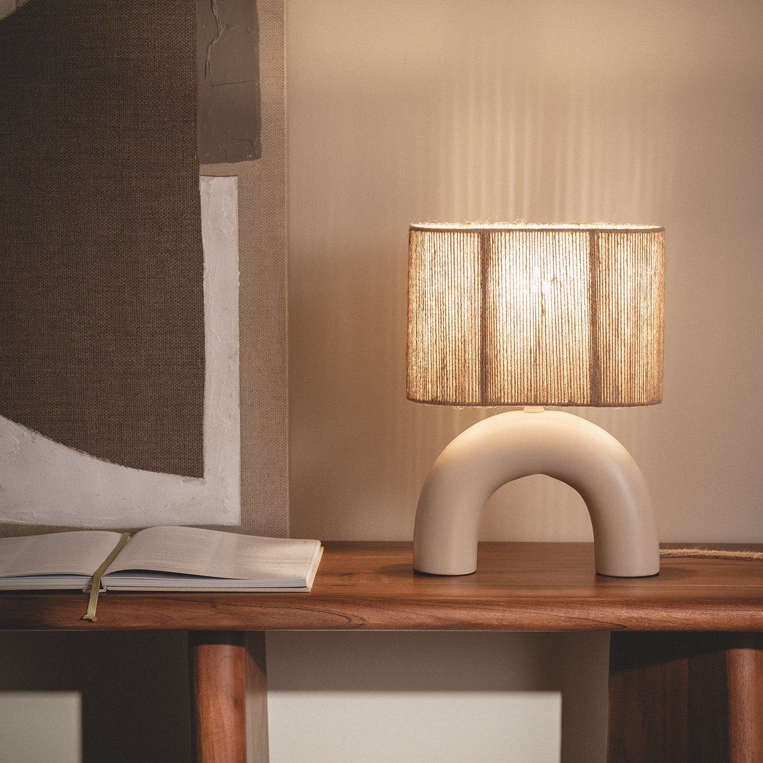 Ledkia Lámpara de Mesa Cerámica y Cuerda Natural Callie Beige - 6