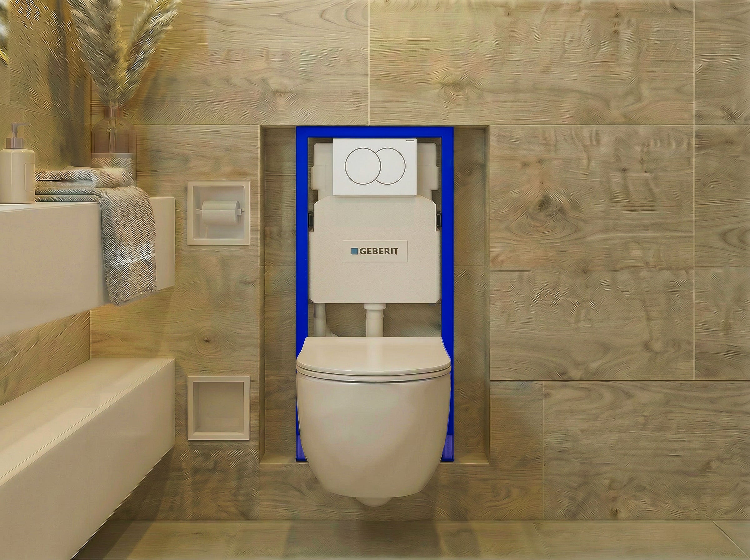 MEGA PACK : Élément de cloison Duofix + Toilettes Slim Soft-Close ROLO Blanc + Tapis + Wallbox et plaque en blanc - 2