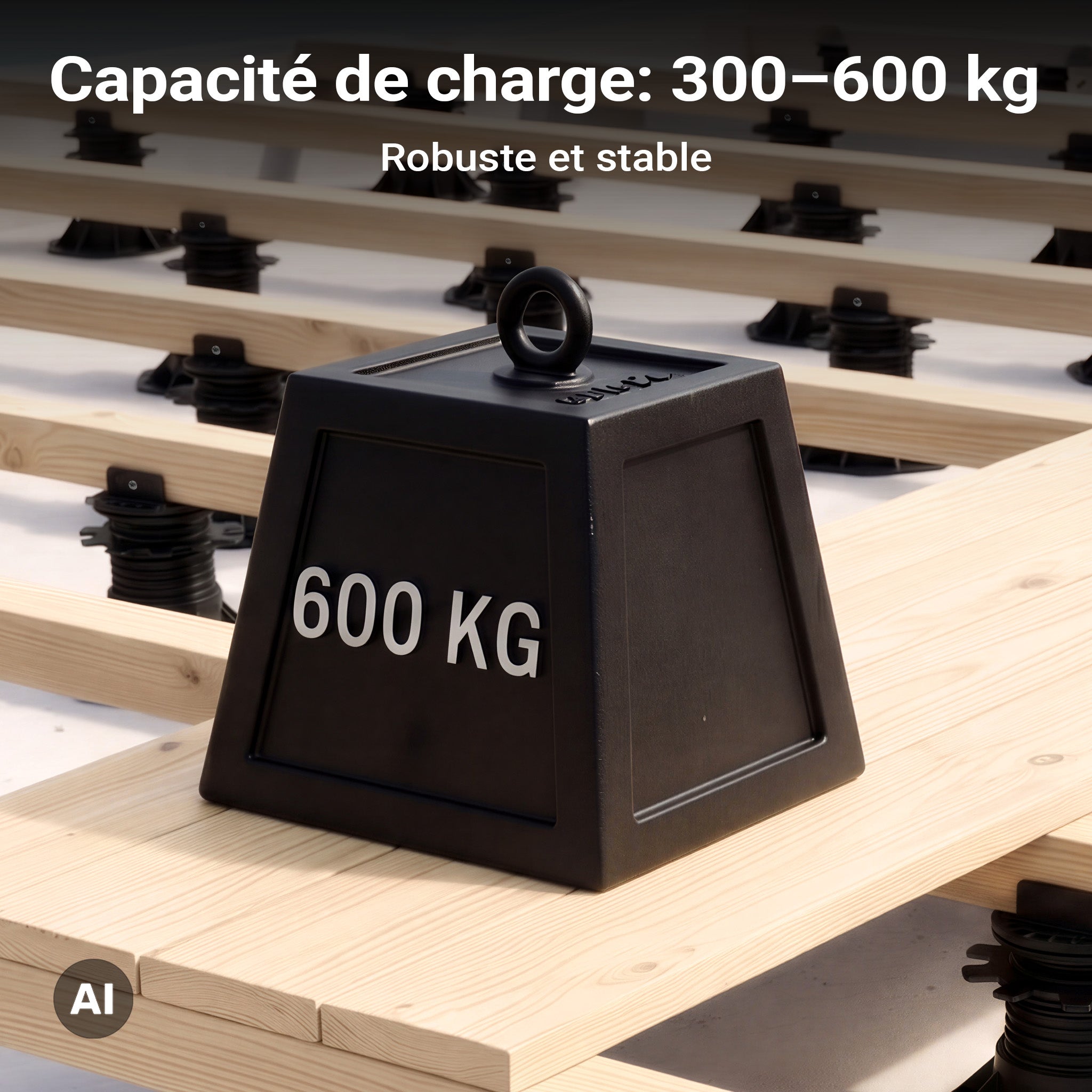 Plots de terrasse – Charge 2700 kg – Hauteur réglable 60-128 mm – en PP – Pieds de support pour Lames Dalles Wiltec - 7