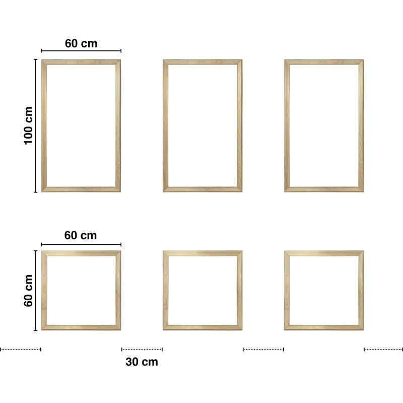 Moulures murales en bois décoratives en kit de 6 cadres - Apolline - 3 mètres - Faciles à coller et prêtes à peindre - Fabrication française - 3