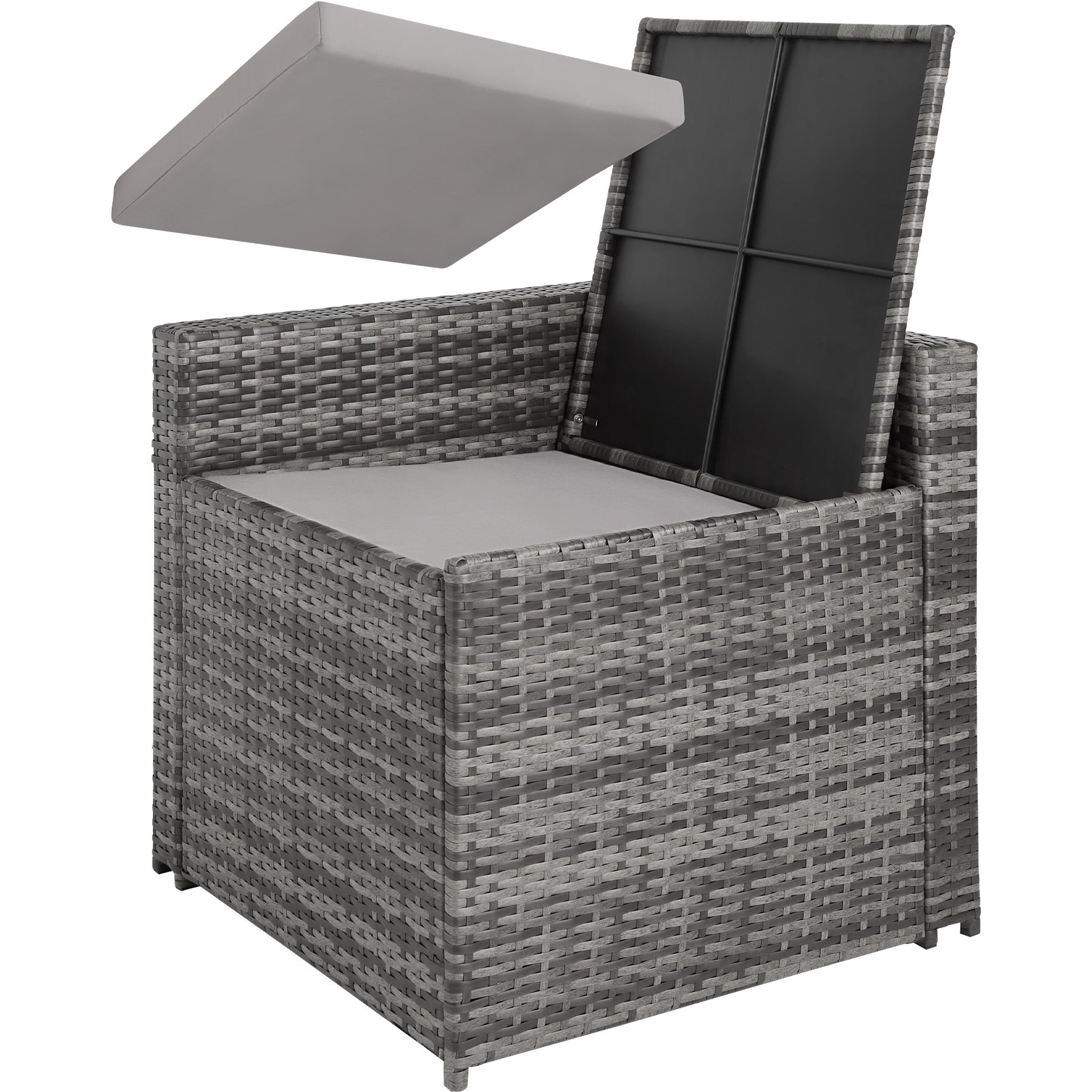 Salon de jardin en rotin et acier 6 places avec coffre de rangement résistant aux UV TECTAKE - 3