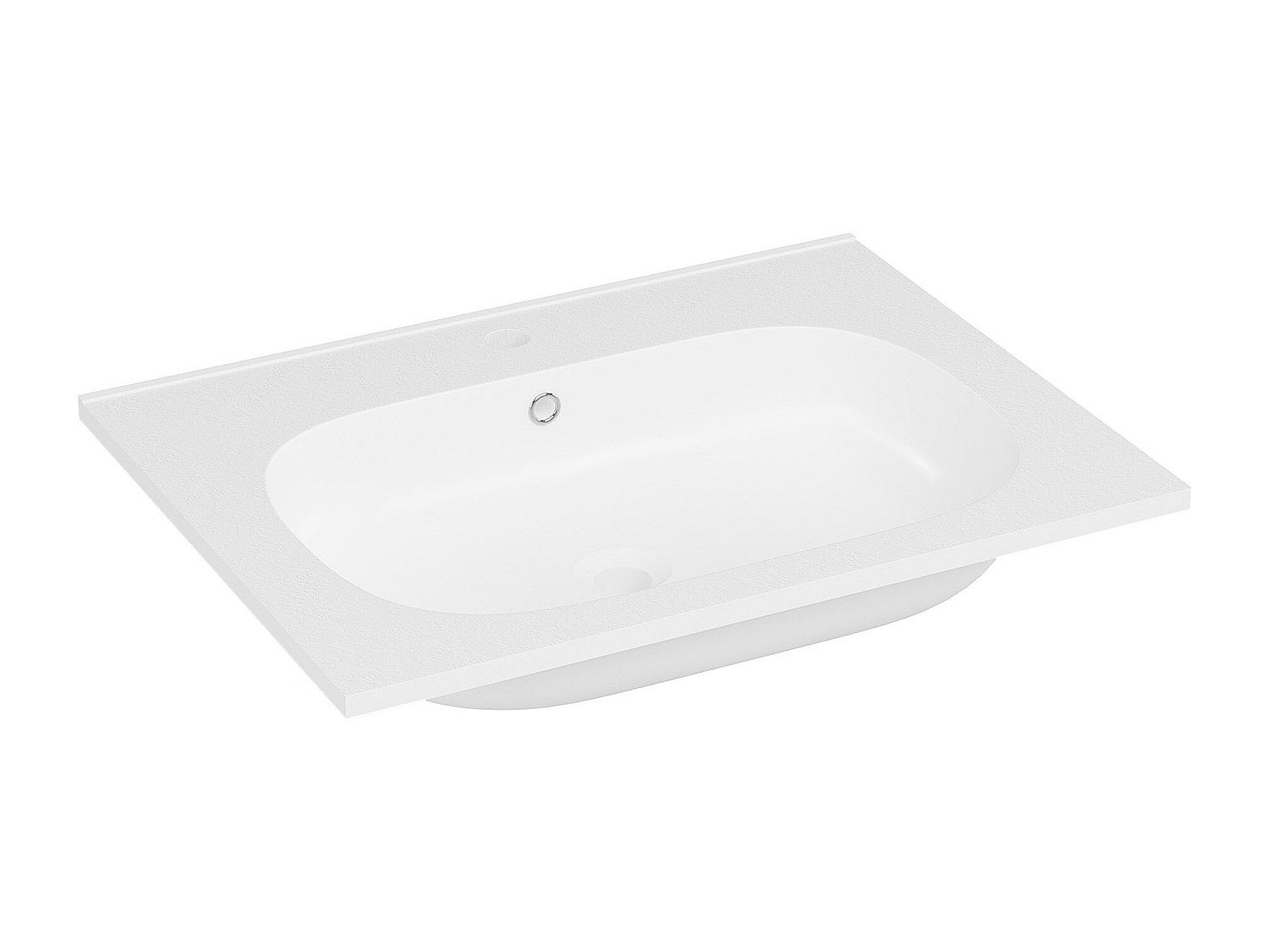 Umywalka wpuszczana w blat z żywicy z efektem kamienia - Biały - szer. 60 x gł. 46 cm - OKIWA