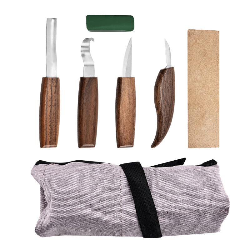 Set 7 In 1 Per Intaglio Legno YOGEON - Scalpelli In Acciaio Al Tungsteno Con Manico Ergonomico E Borsa In Pelle Sintetica