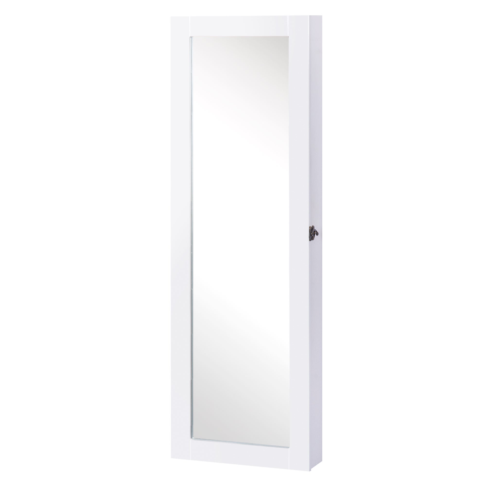 Espejo joyero de pared armario de joyería 37x9,5x112 cm blanco