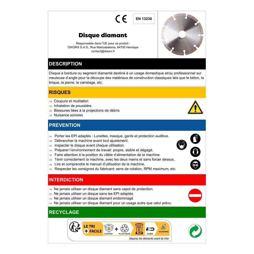 Disque Diamant Carrelage et Faïence pour Meuleuse - Lame Diamantée à Tronçonner - Diamètre 180 mm - Al. 25,4/22,23 mm Hauteur 5 mm - CUTTER - DIAMWOOD - 8