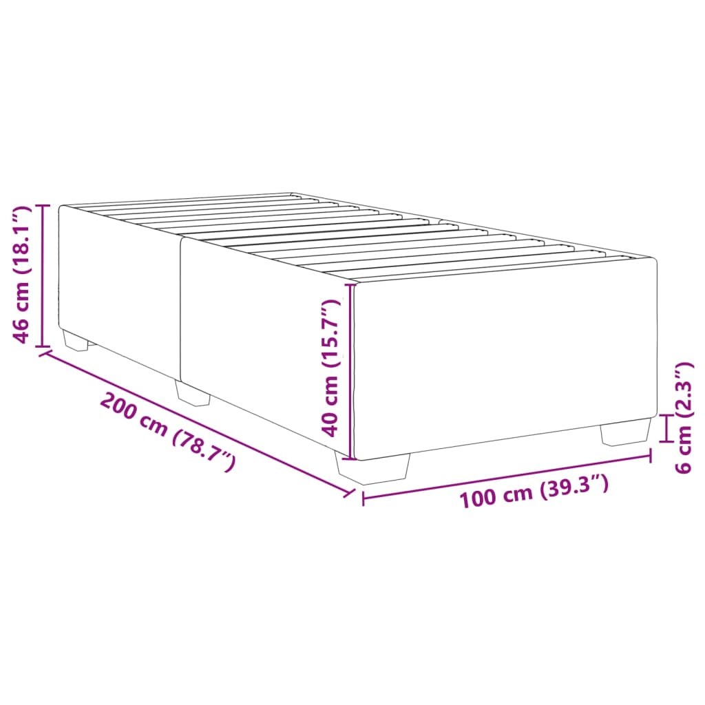 Cadre de lit sans matelas gris clair 100 x 200 cm tissu - 9