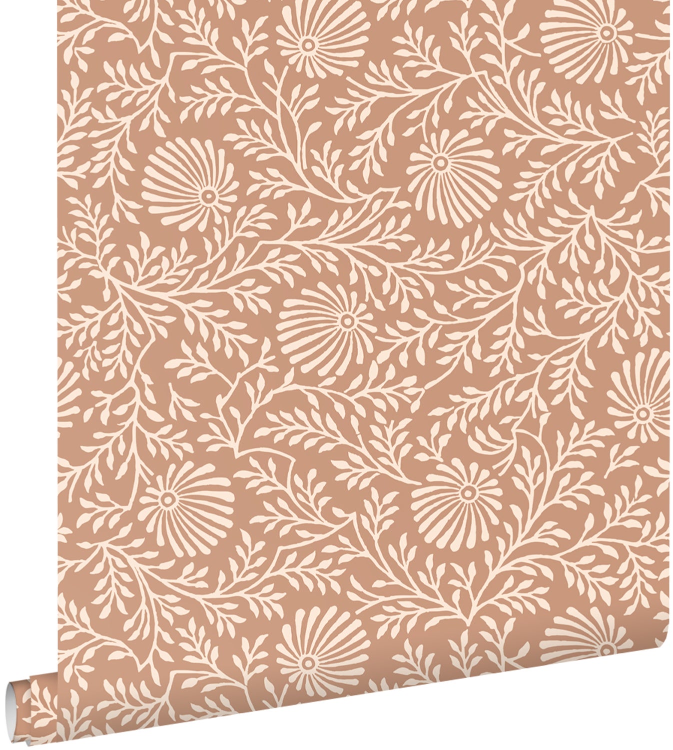 Tapeta zabytkowe kwiaty terakoty różowej - 50 x 900 cm - ESTAHOME