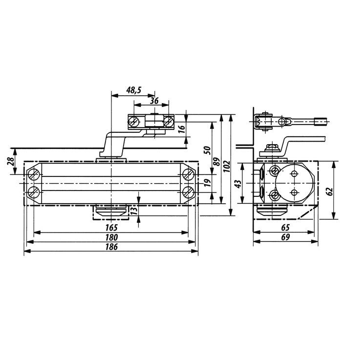 Ferme porte TS77 bras normal DORMA Argent - 76050101 - 3