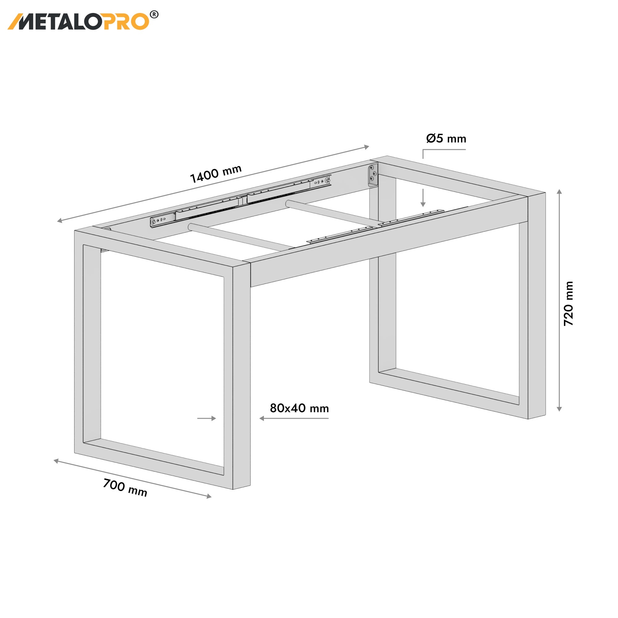 MetaloPro Eta Split - Pied de table extensible, stable, parfait pour salle à manger, salon ou cuisine, cadre en métal durable - 3