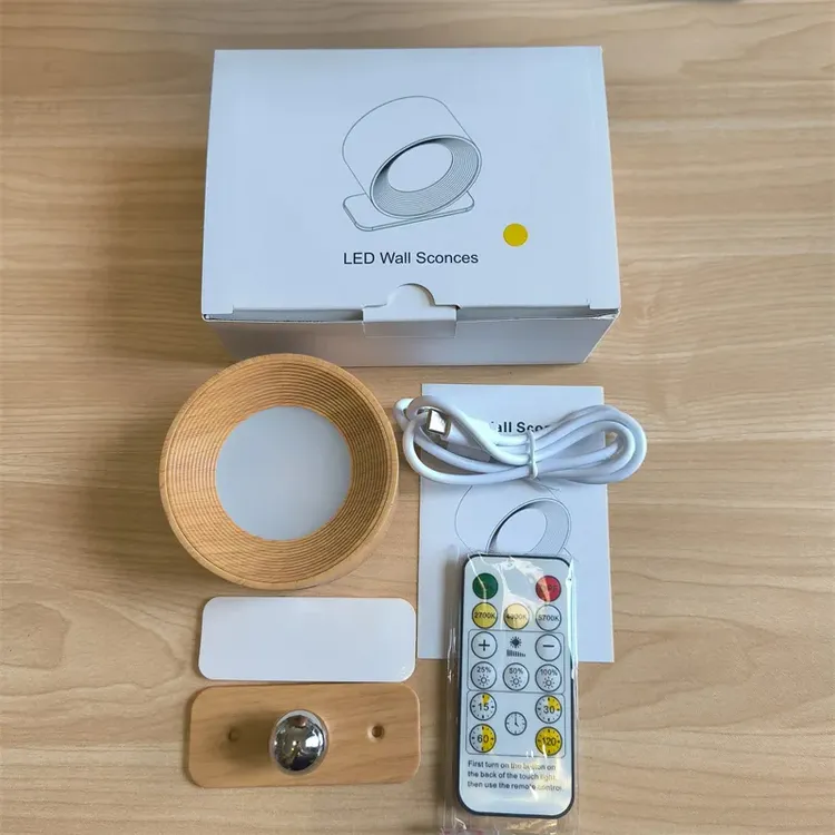 Lot de 2 appliques murales avec 3 températures de couleur et télécommande, lampe de lecture sans fil, veilleuse tactile à intensité variable, Beige - 5
