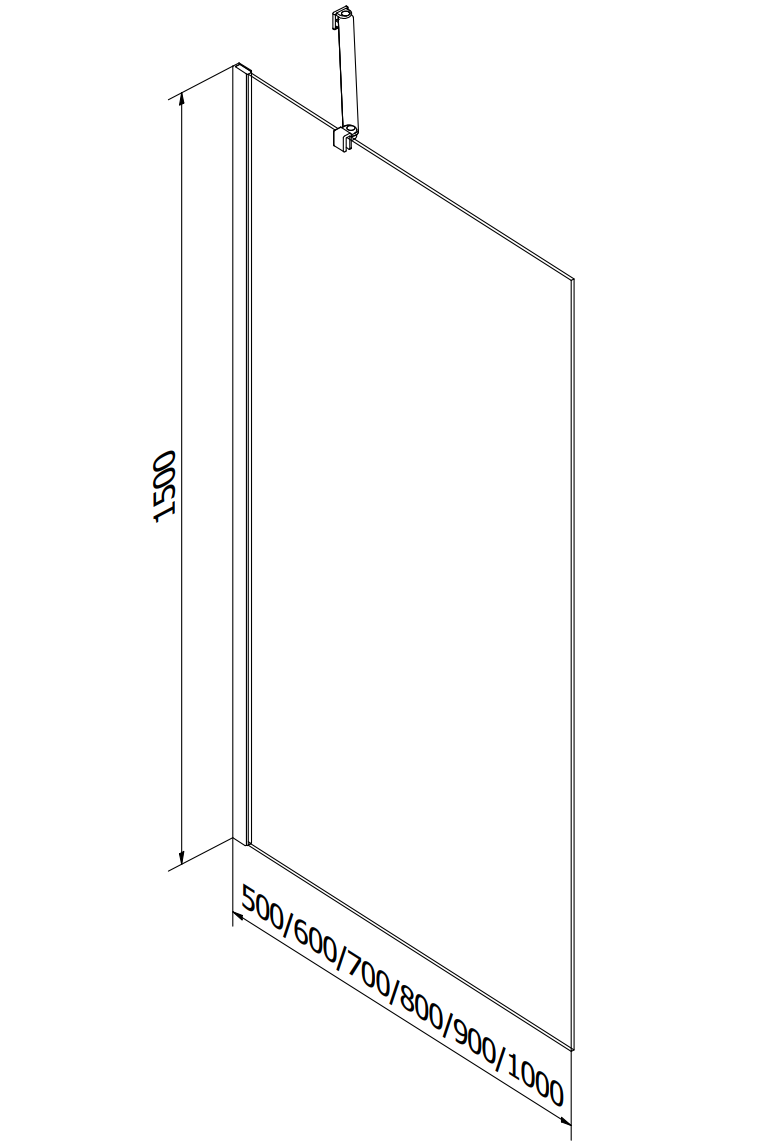 Mexen Cubik bañera rectangular 150 x 70 cm con panel lateral y mampara de 1 hoja 90 cm, diseño negro - 550315070X9509007077 - 6