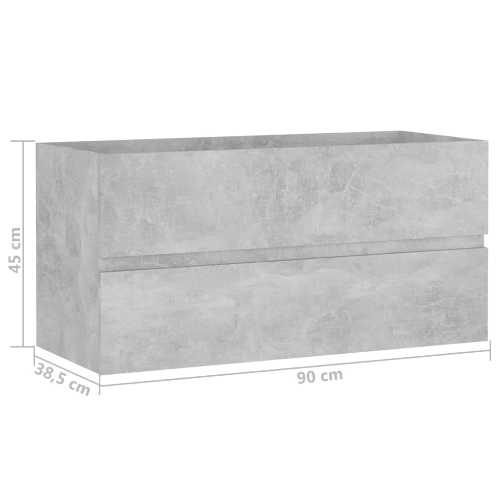 Maison Exclusive - Mobile Lavabo Grigio Cemento 90x38,5x45 cm in Legno Multistrato - 7