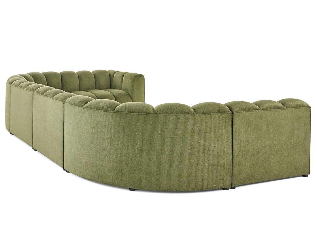 Canapé modulable 7 places angle gauche en tissu texturé vert - DEBBIE - Best Mobilier - 9