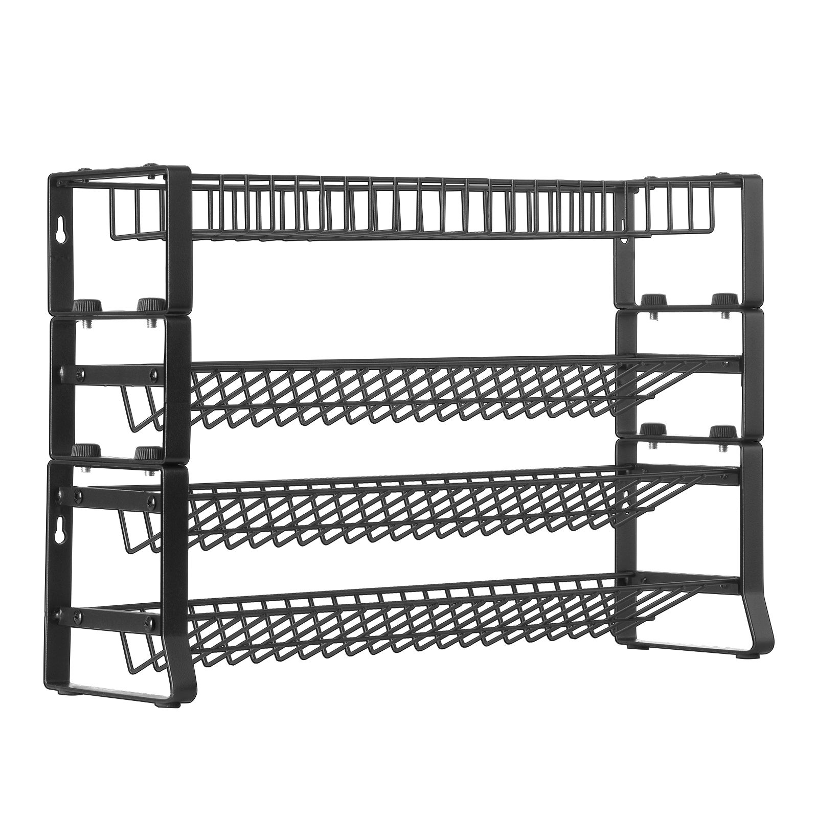 Półka na Przyprawy VEVOR 4 Poziomy Metal Czarny 401 mm Organizer Kuchnia Szafka Ściana lub Blat Przechowywanie (Bez Pojemników)