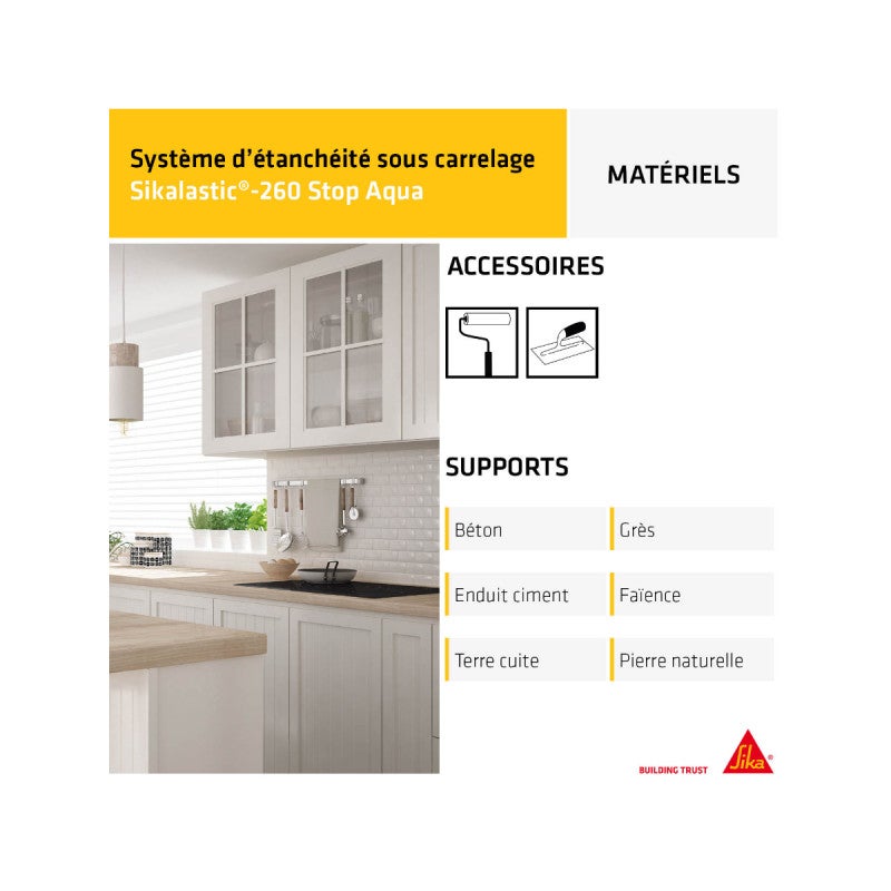 Revêtement d'étanchéité sous carrelage Sikalastic-260 Stop Aqua - 8m² - 22kg - 5