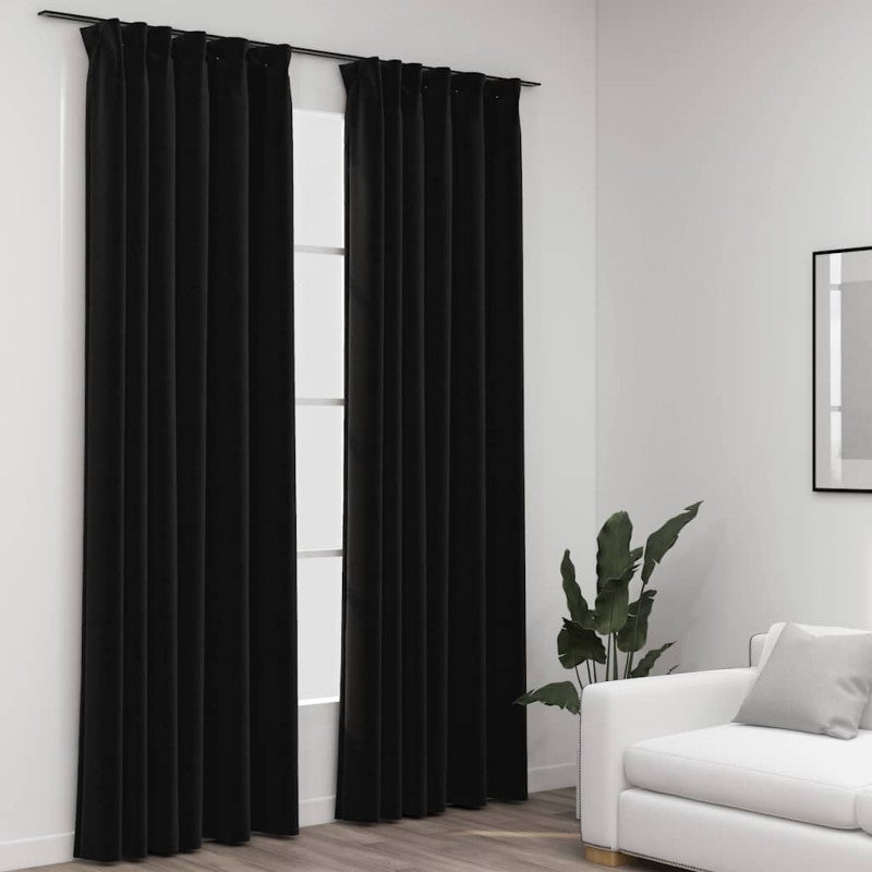 Zasłony stylizowane na lniane, 2 szt., antracytowe, 140x225 cm vidaXL