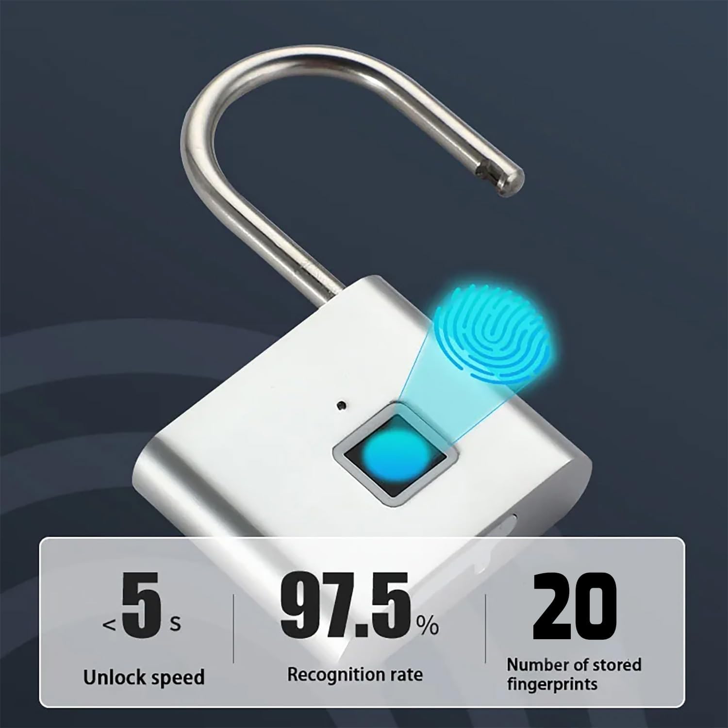 Oniissy Lucchetto per impronte digitali con batteria ricaricabile USB-C