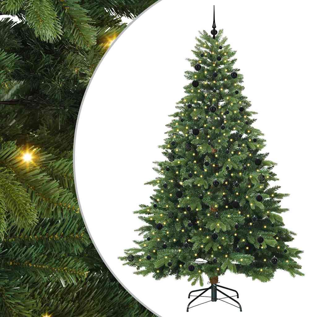 Sztuczna choinka z 300 diodami LED Zielony 240 cm PE i PVC
