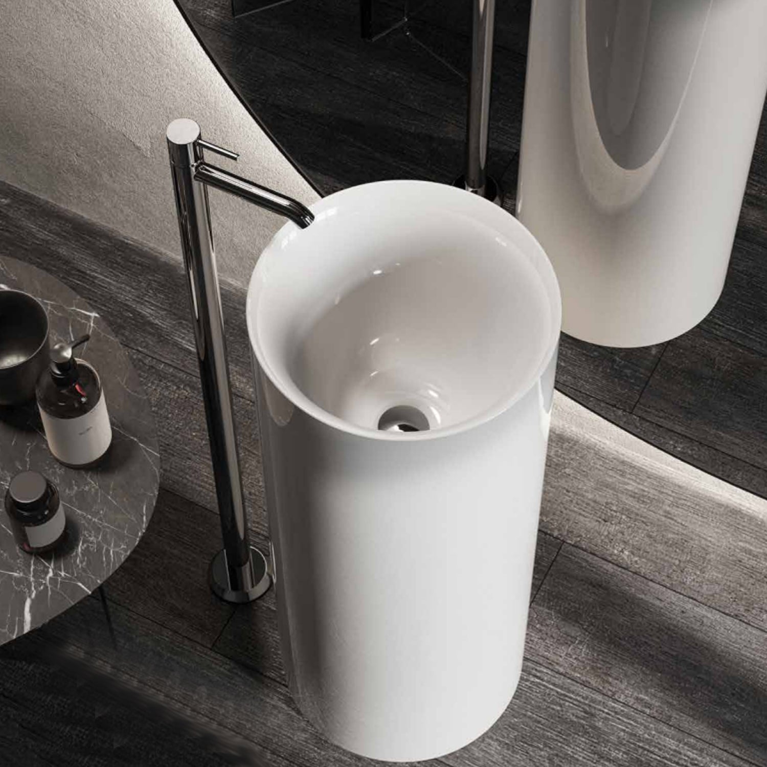 LAVABO ROND SUR PIED 36 CM PETIT LINE Blanc | Leroy Merlin