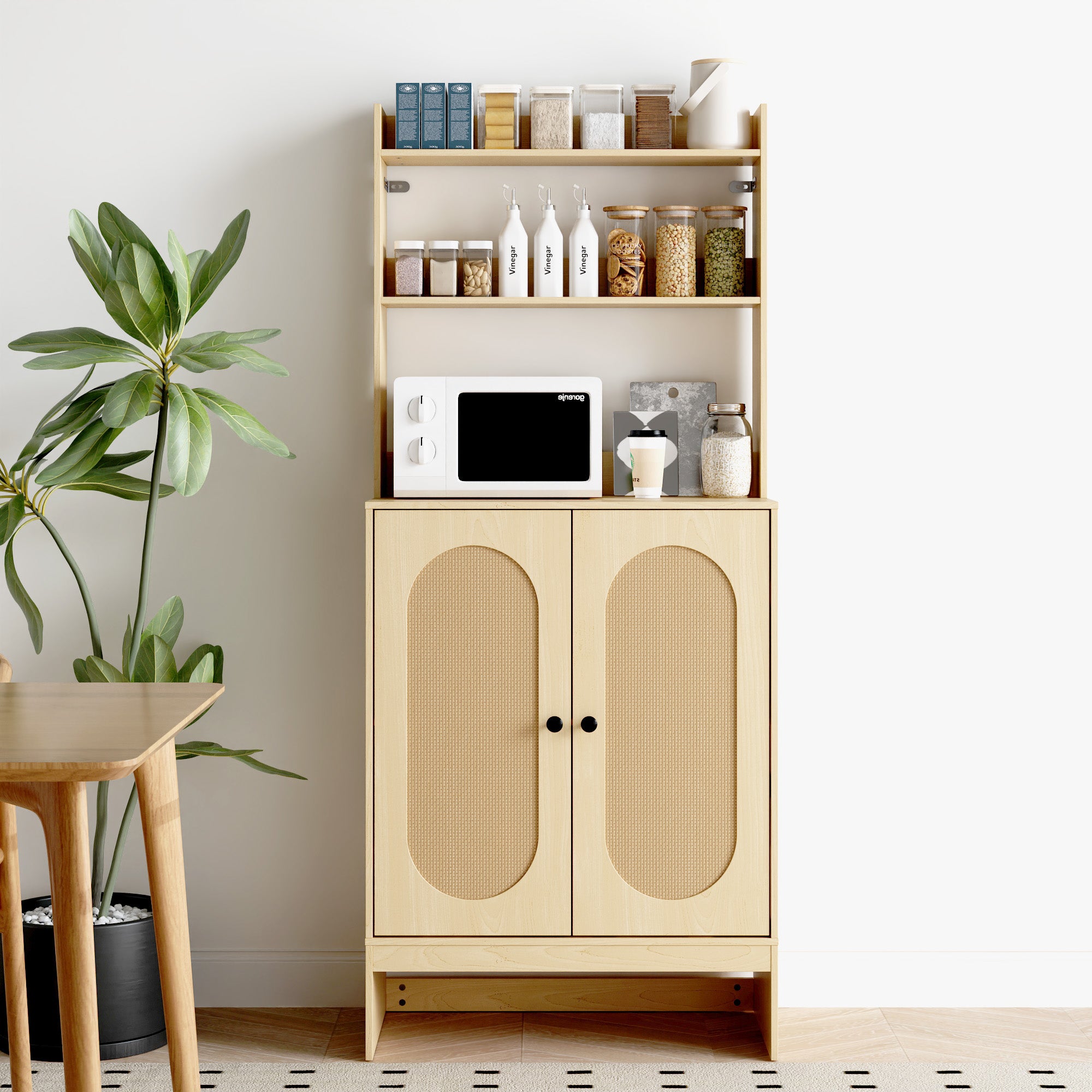 Buffet - Buffet De Rangement Haut Avec Casier à Vin Et étagères Réglables, Meuble De Cuisine Avec Tiroirs Et Portes - Blanc - 80x40x180 Cm