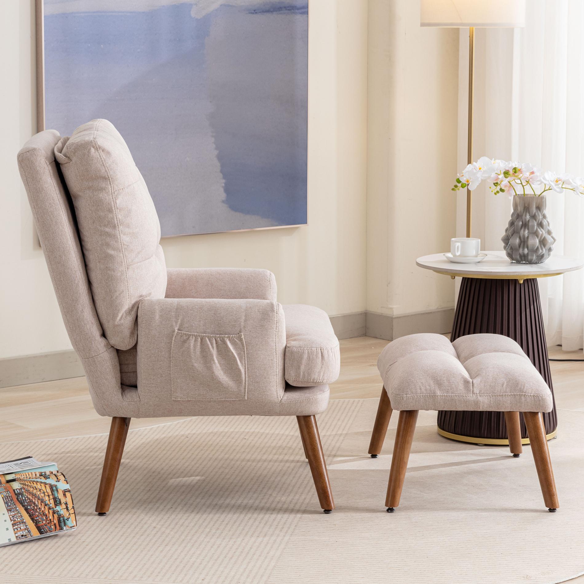 Poltrona Lounge con Poggiapiedi e Braccioli, Design Elegante con