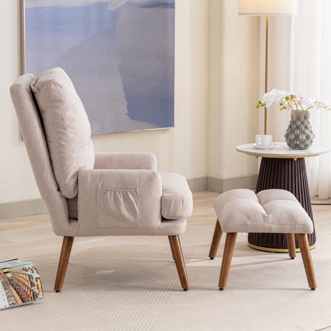 Poltrona Lounge con Poggiapiedi e Braccioli, Design Elegante con