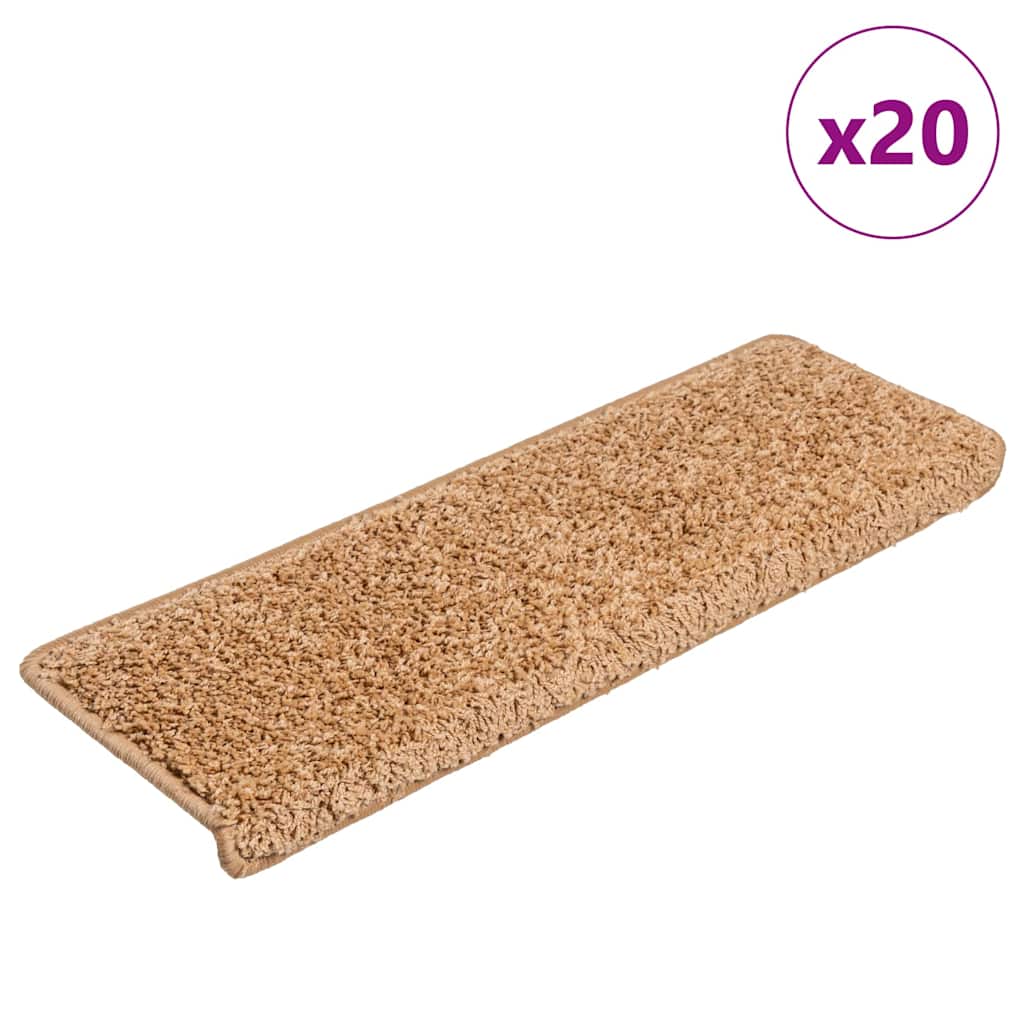 Maty na schody 20 szt. 65x21x4 cm Beżowe, prostokątne krawędzie vidaXL