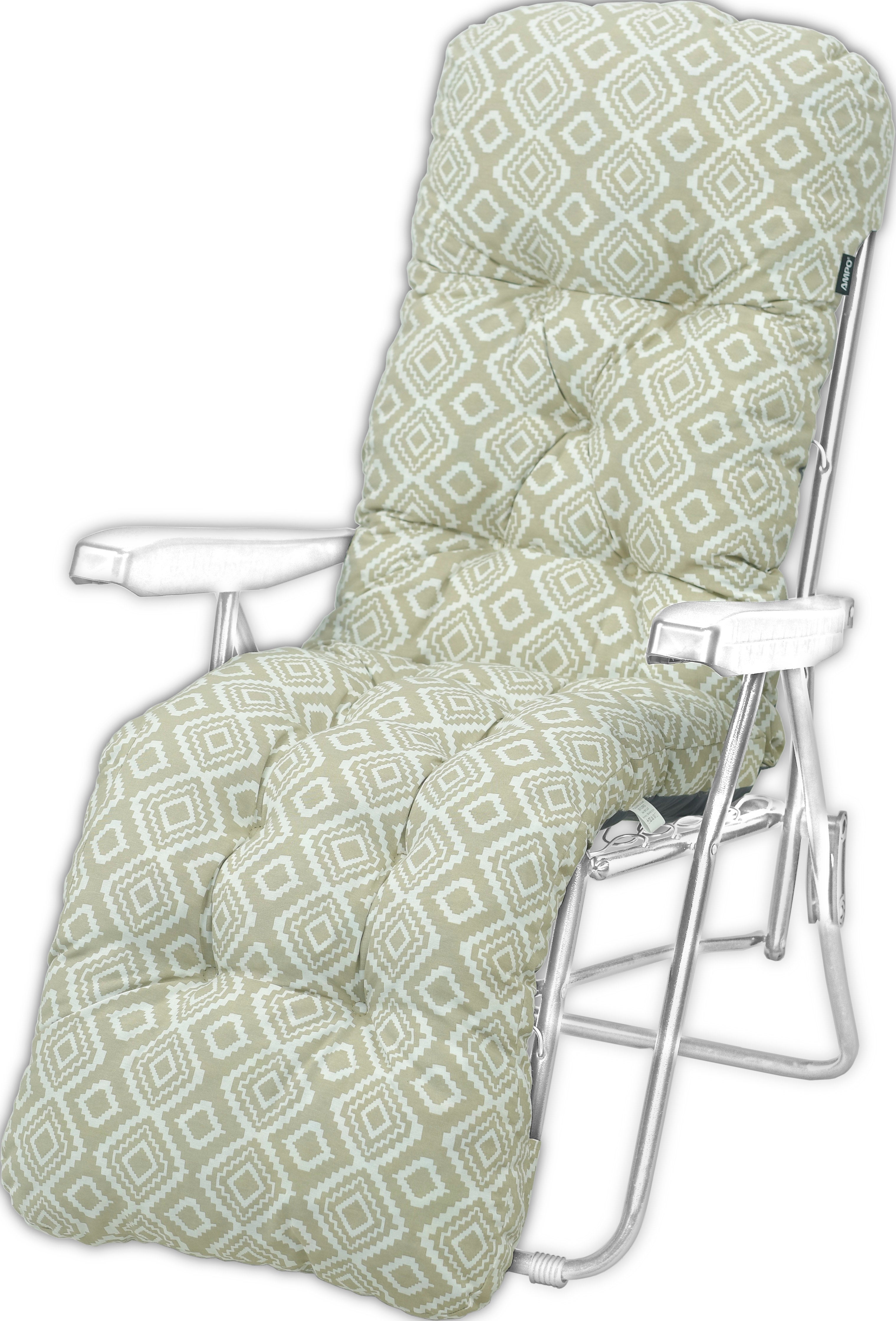 Poduszka ogrodowa na leżak z podnóżkiem AMPO beżowy biały 1 szt.