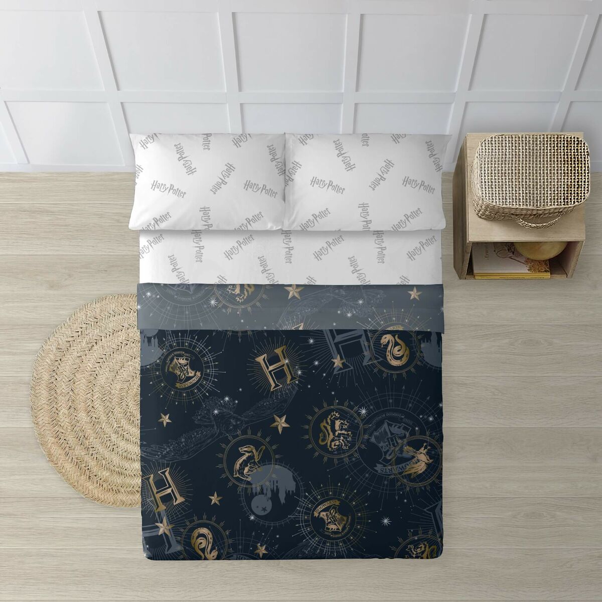 Juego De Sábanas Harry Potter 100% Algodón Orgánico - Cama 105, Licencia Oficial, Estampado Sostenible, Suaves Y Cómodas