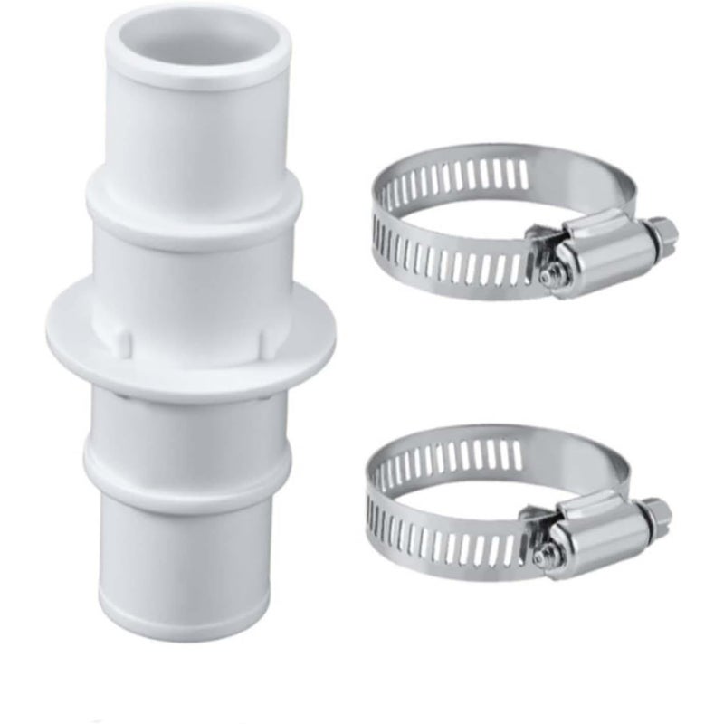 Złącze do węża basenowego, proste, z przyssawką, do basenów o średnicy 1-1/4" i 1-1/2", z 2 zaciskami węża