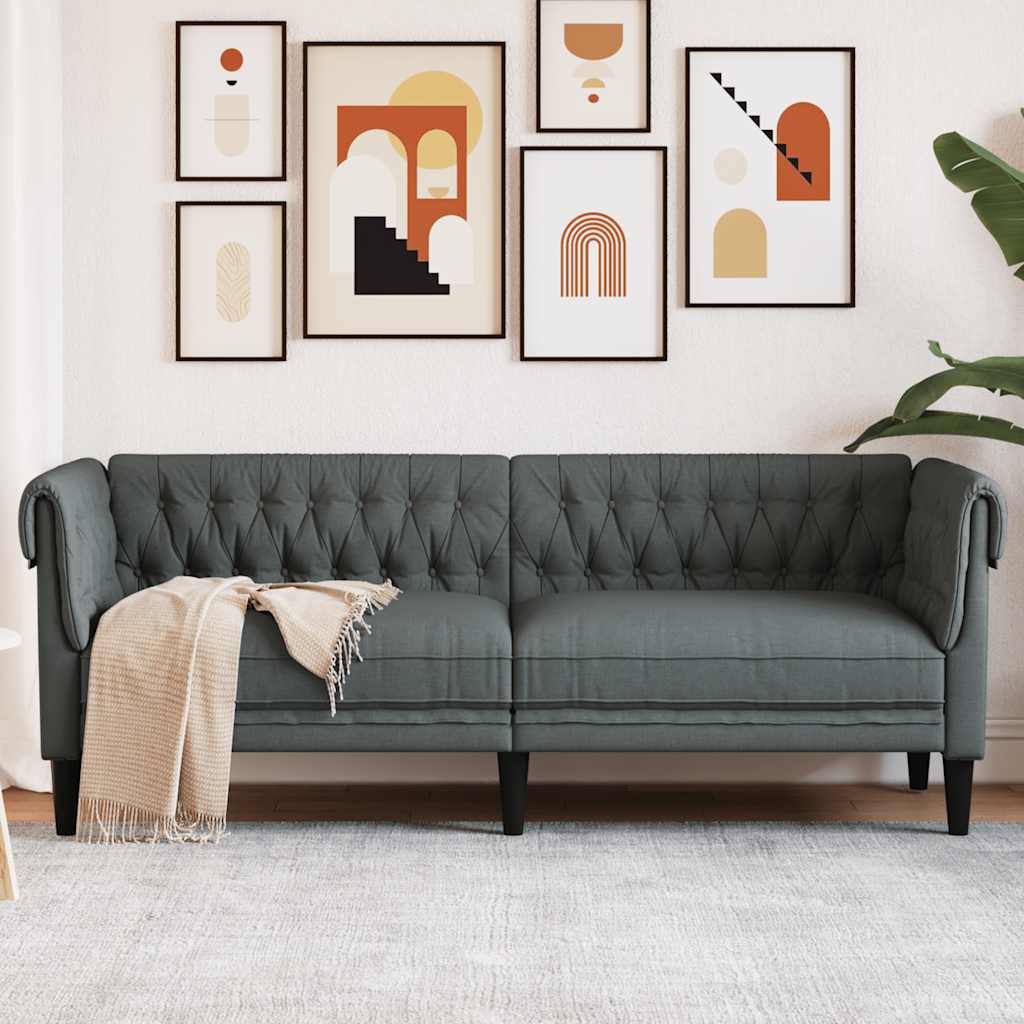 Vidaxl Sofá Chesterfield De 3 Plazas Tela Gris/Oscuro , Leroy Merlin