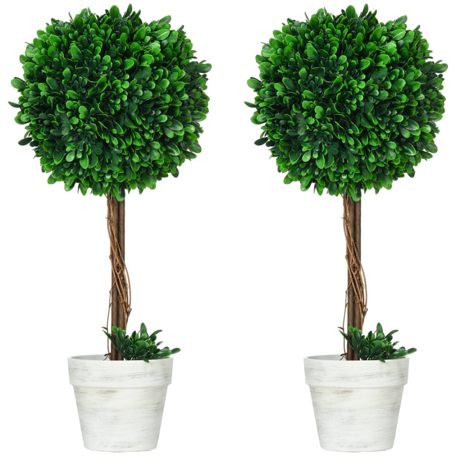 Set de 2 Boules de Buis Artificielles 60 cm - Plantes Résistantes aux ...