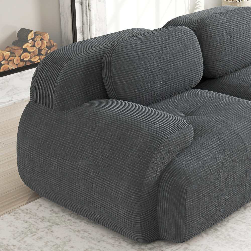 Canapé modulaire en U en tissu côtelé premium, sans montage, antidérapant, adapté aux animaux, rembourrage 32D,chambre et bureau - 9