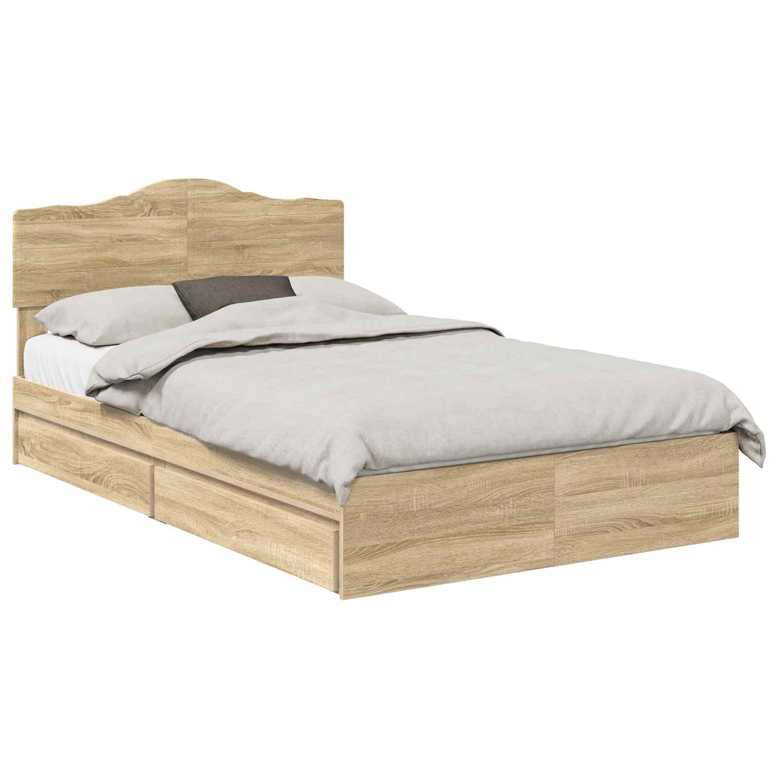 Lit de Rangement Chêne 135 x 190 cm Bois d'ingénierie - 2