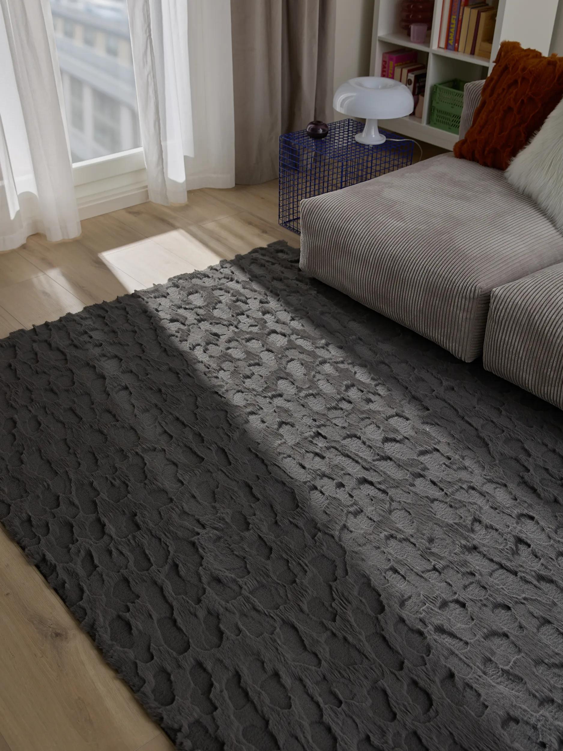 BENUTA - Tapis fausse fourrure Immy anthracite 120x170 cm - 2