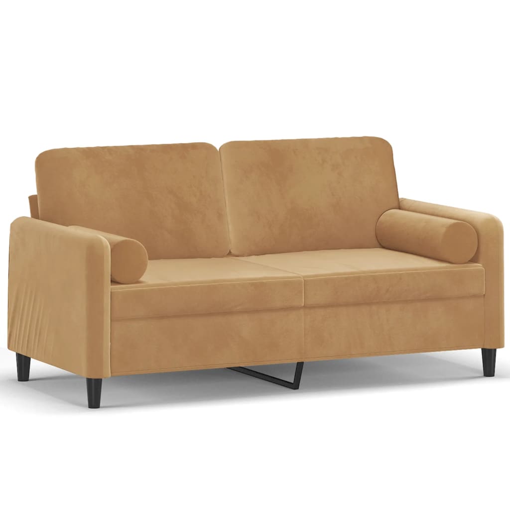 Sofá de 2 plazas | sofá de salón | sofá de descanso con cojines terciopelo marrón 140 cm cfw98355