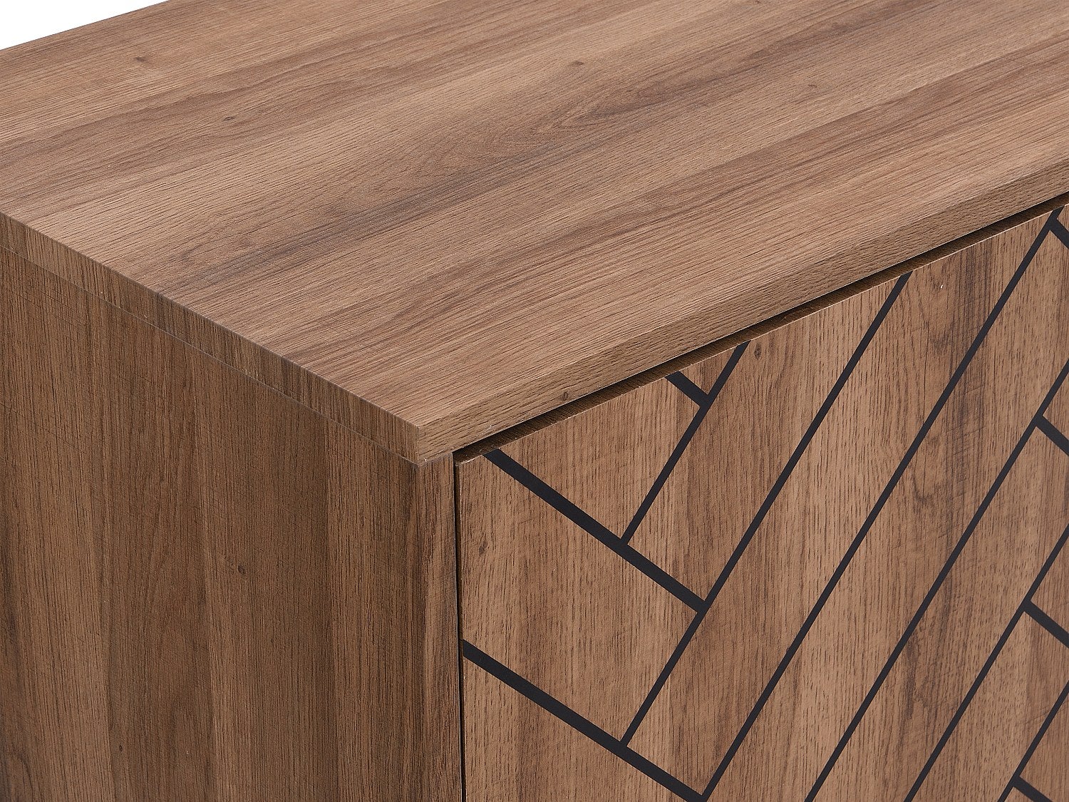 Komoda 3-drzwiowa z 3 szufladami, z MDF – kolor naturalny i czarny – CARATANA - 9