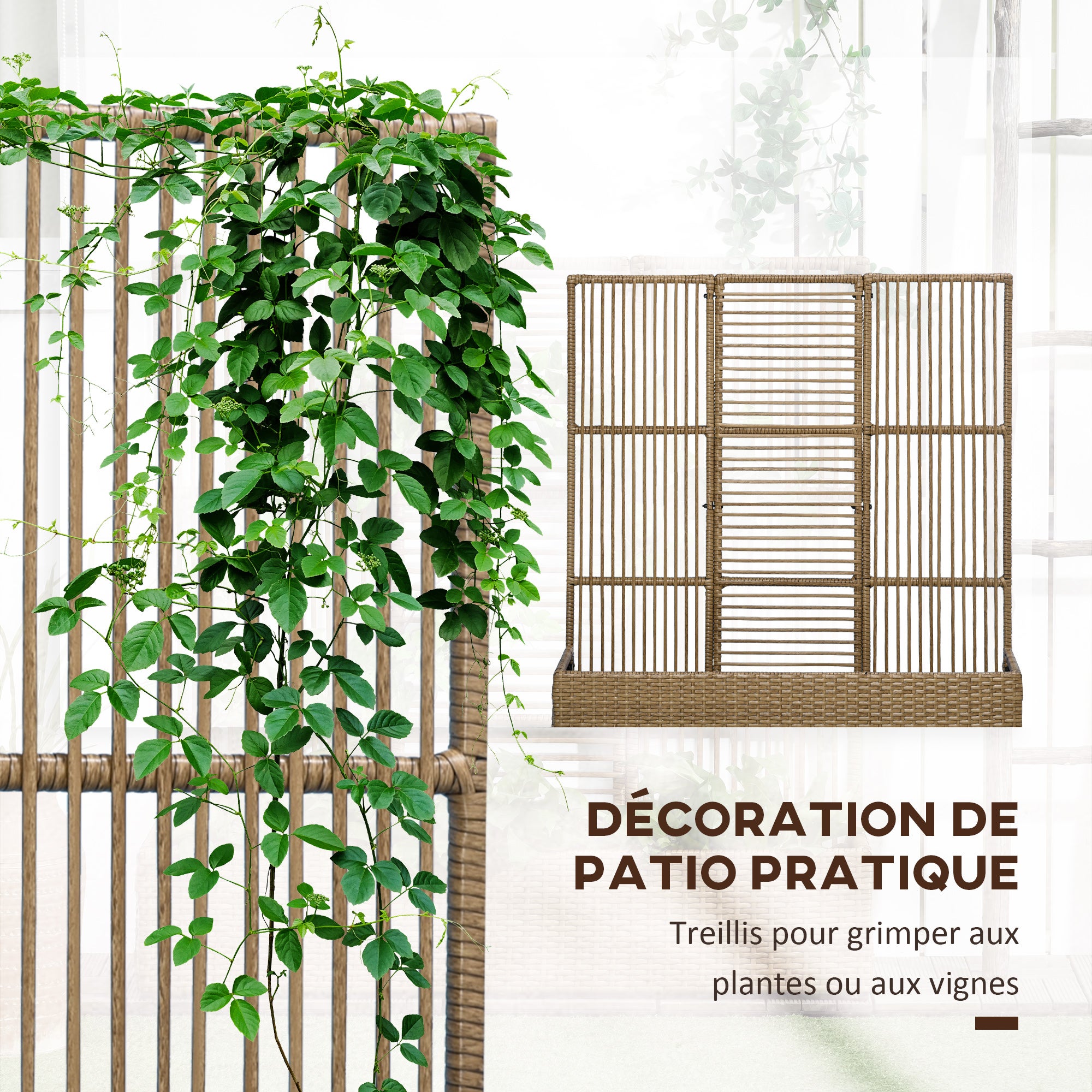 Jardinière avec treillis haut dim. 103L x 29l x 103H cm résine - 4