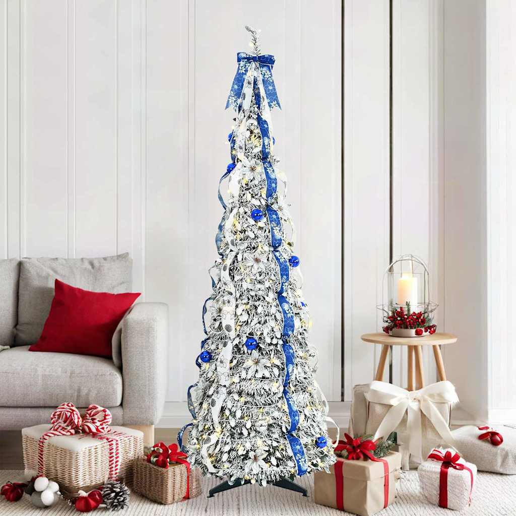 Sztuczna choinka z 150 diodami LED Zielony 180 cm PVC