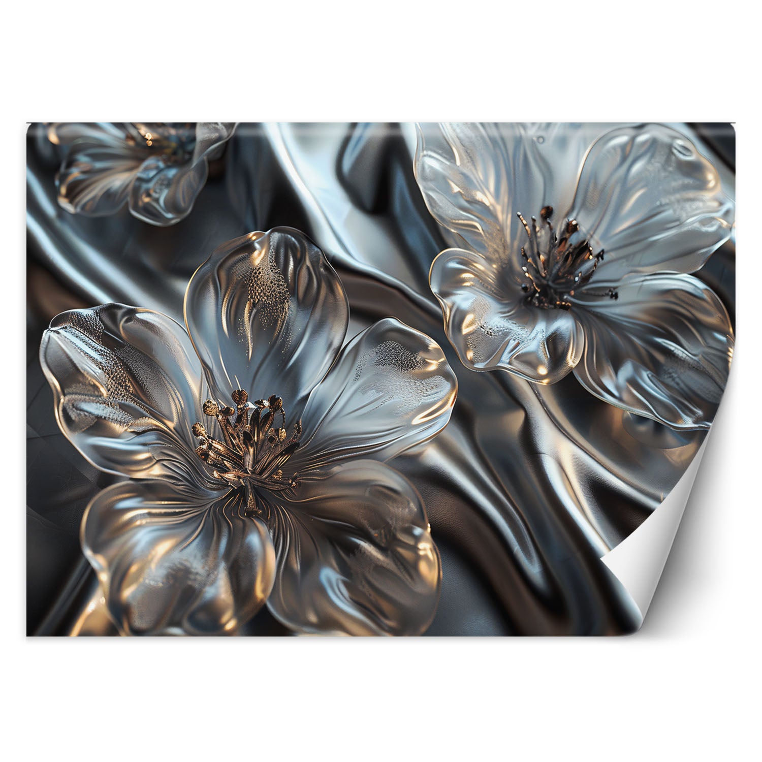 Fototapeta, Eleganckie srebrne szklane kwiaty 450x315